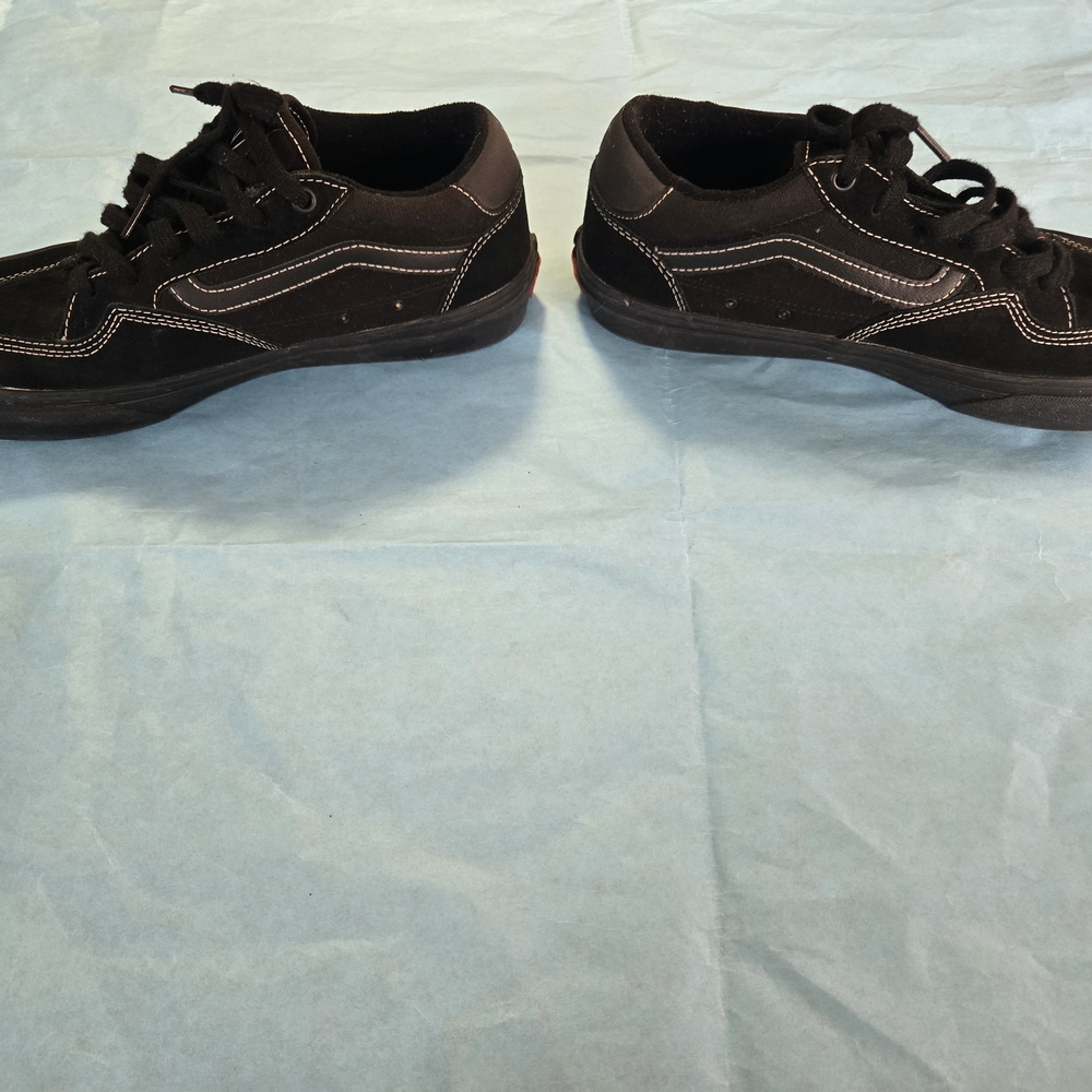 Vans Black Suade Sneakers with White Stitching